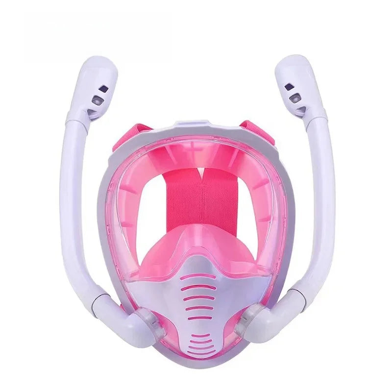NEW Arrivals S-XL Size Full Face Professional Dive Snorkeling Dry Style Silicone Diving Mask Dual Tube Adult And Children Swimming Water Pool Beach Underwater Accessories Sports Supplies