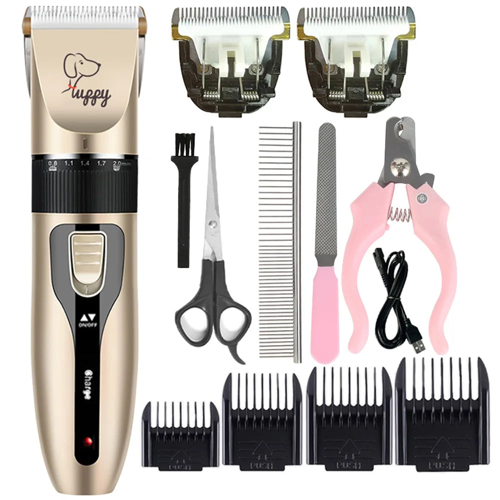 NEW Arrivals Dog Clipper Set Pet/Cat/Rabbit Hair Clippers Grooming Kit Haircut Professional Trimmer Shaver Set Pets Cordless Rechargeable Promotions Pets Home Beauty Salon Supplies