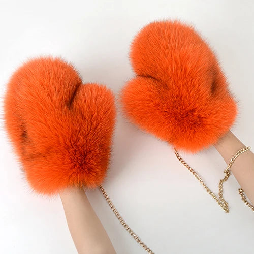 NEW Arrivals Hot Sale Winter Women Luxury Natural Real Fox Fur Gloves Warm 100% Genuine Fox Fur Mittens Girl Fashion Luxury Real Fox Fur Glove
