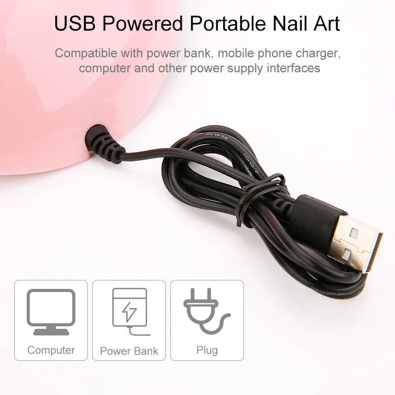 Hot Nail Dryer Machine Portable USB Cable Home Use Nail Lamp For Drying Curing Nails Varnish with 18pcs Beads UV LED Lamp