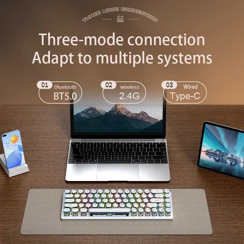 DK68 Punk Mechanical Magic Keyboard Wireless APAYADO Dynamic RGB Lighting,68Keys Bluetooth Tri-Mode Connection,Full-key Hot-Swap Computer Laptop Accessories Supplies Electronics Products