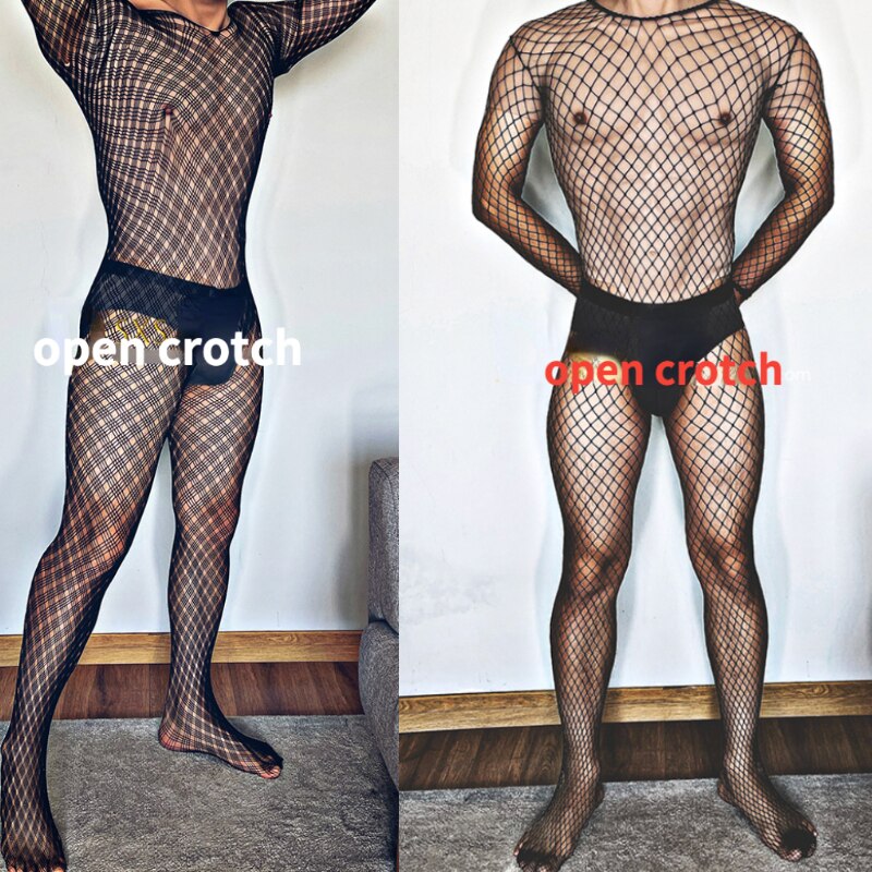Mens Body Stockings Sexy Bodysuits for Husband Gift Male Nightwear Sissy Fashion Fishnet Body Suit Sissy Fetish Party Club Wear