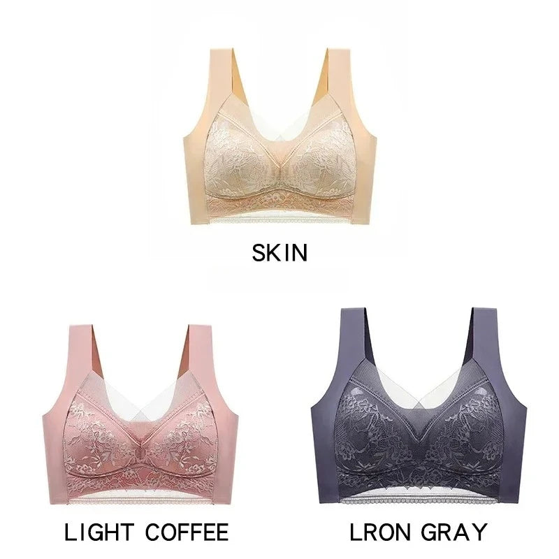 NEW Arrivals 3PCS Set 6 Colors/Patterns L-6XL(115KG) Women's Push Up Bralette Wireless Bras - 5cm Natural Lift, Seamless Lace Plus Size No Underwire Comfort