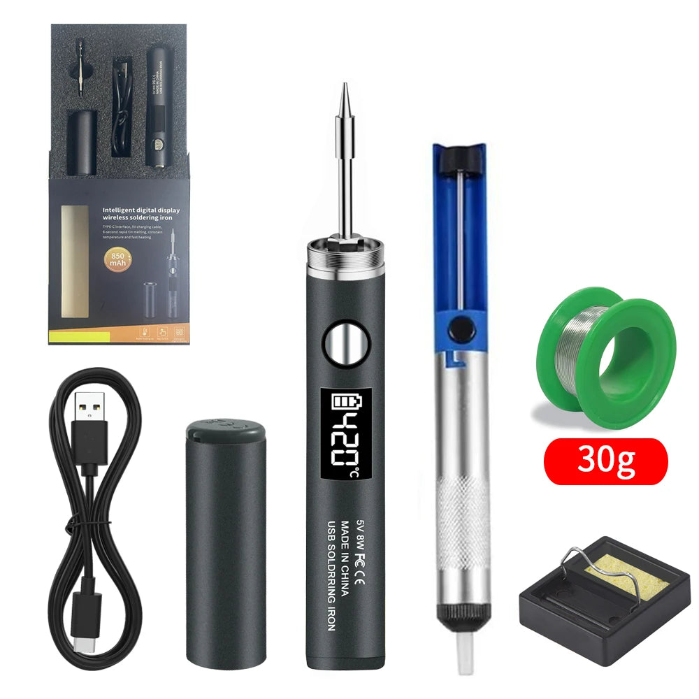 NEW Arrivals USB Soldering Iron Set Kit 5V 8W with Lithium Battery Portable Repair Welding Tools Electric Solder Iron Soldering Station Solder Wire