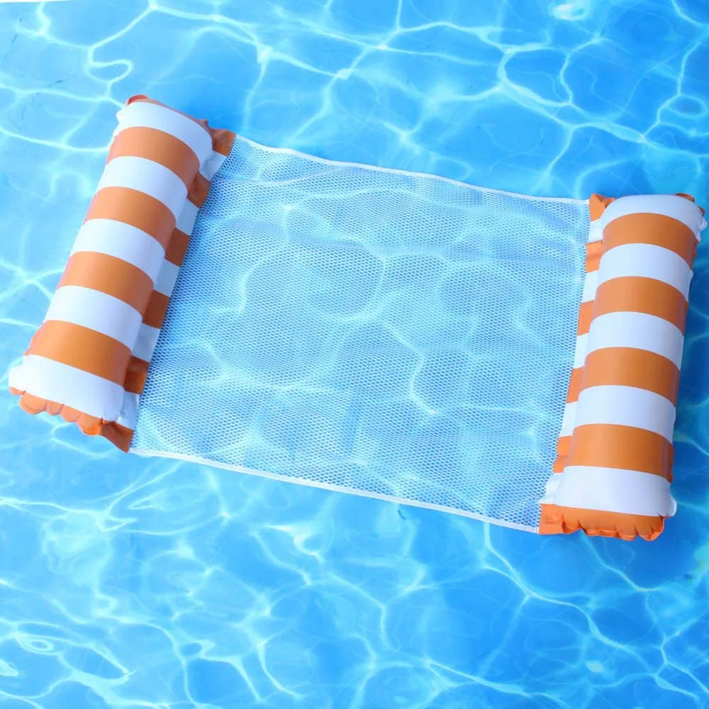 NEW Arrivals 2PCS Set 10 Colors/Styles Summer Pool Float Mat - Striped Inflatable Lounge Chair & Hammock for Adults Kids Water Sports Toys Home Swimming Pool Beach Inflatable Mattress