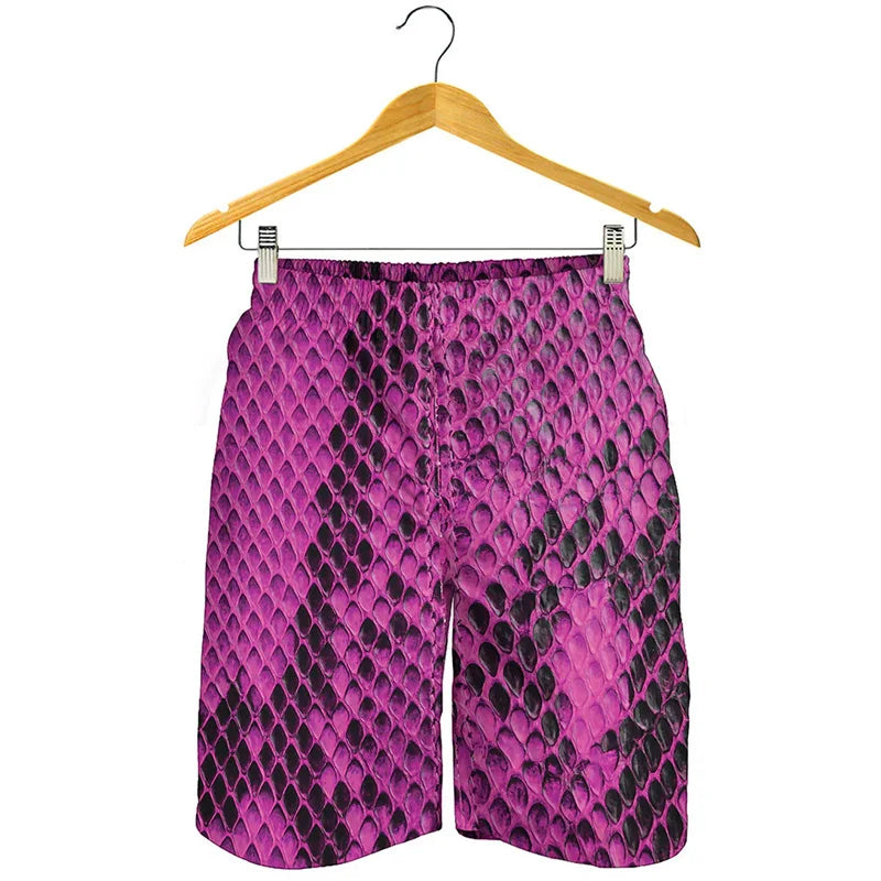 NEW Arrivals Men Summer Snakeskin Beach Shorts For Men Personality Animal 3D Swim Trunks Summer Board Shorts Loose Short Pants Streetwear Men Fashion Casual Apparel Accessories