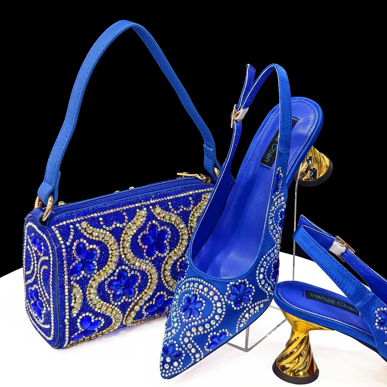 Newest 8 Colors INS Style FUCHSIA Color Elegant Low Heels Nigeria Popular Design African Ladies Shoes And Bag Set for Wedding Birthday Party Night Business Dinner Ladies Luxury Fashion Apparel Accessories Shoes Products