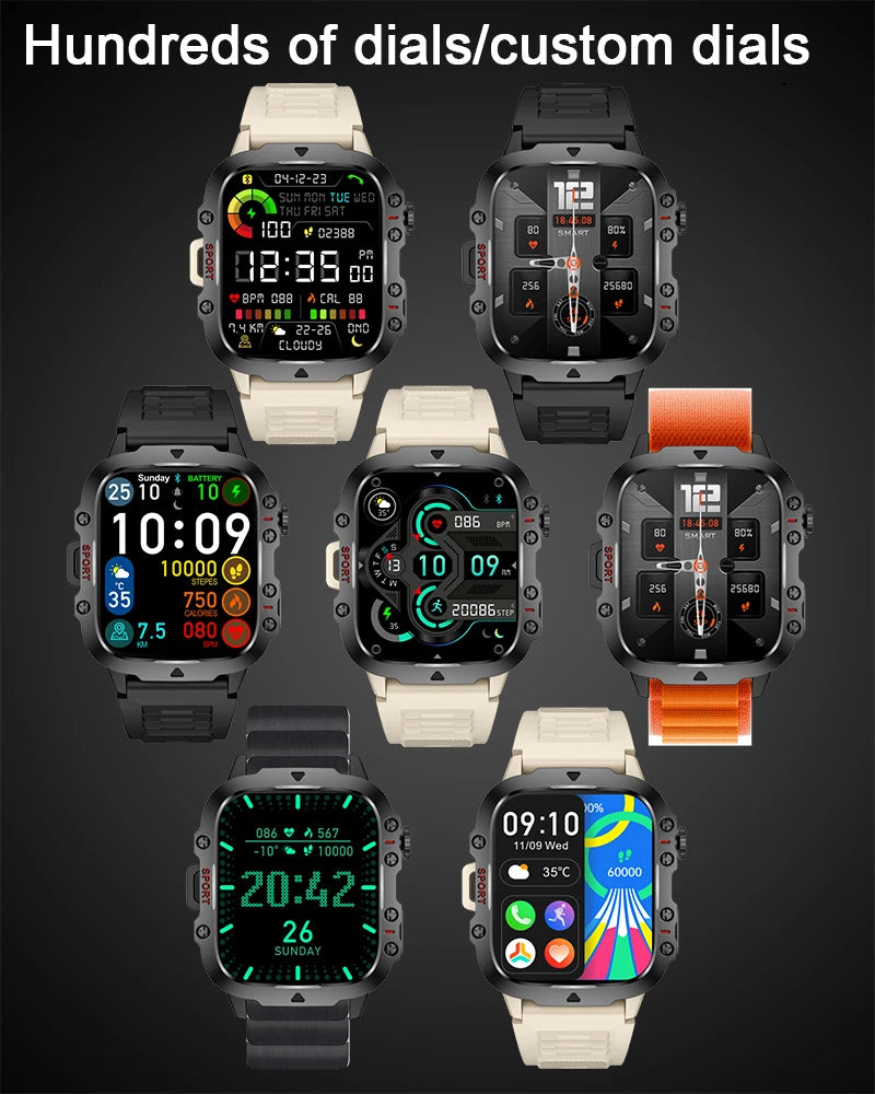 NEW For Xiaomi Military Smart Watch Men IP68 5ATM Outdoor Sports Fitness Tracker Health Monitor 1.96" BT Call Smartwatch Health Care Accessories Products Electronic Supplies