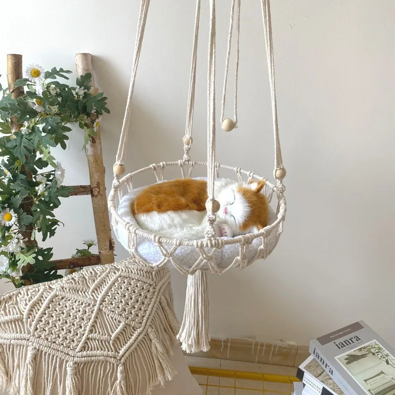 NEW!!!! Pet Hammock Cat Swing Hand Woven Cotton Rope Cats Hanging Basket Kitten Hanging String Den Indoor Pend Nest Pets Supplies