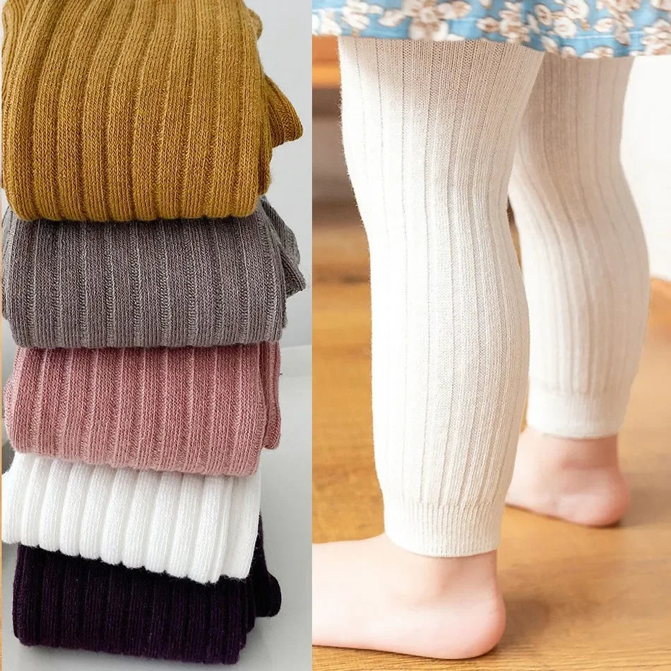 NEW Arrivals 0-5 Years Girls Pantyhose Baby Footless Cotton Leggings Infant Autumn Trousers Toddler Knitted Ribbed Tights Solid Stretch Bottoms