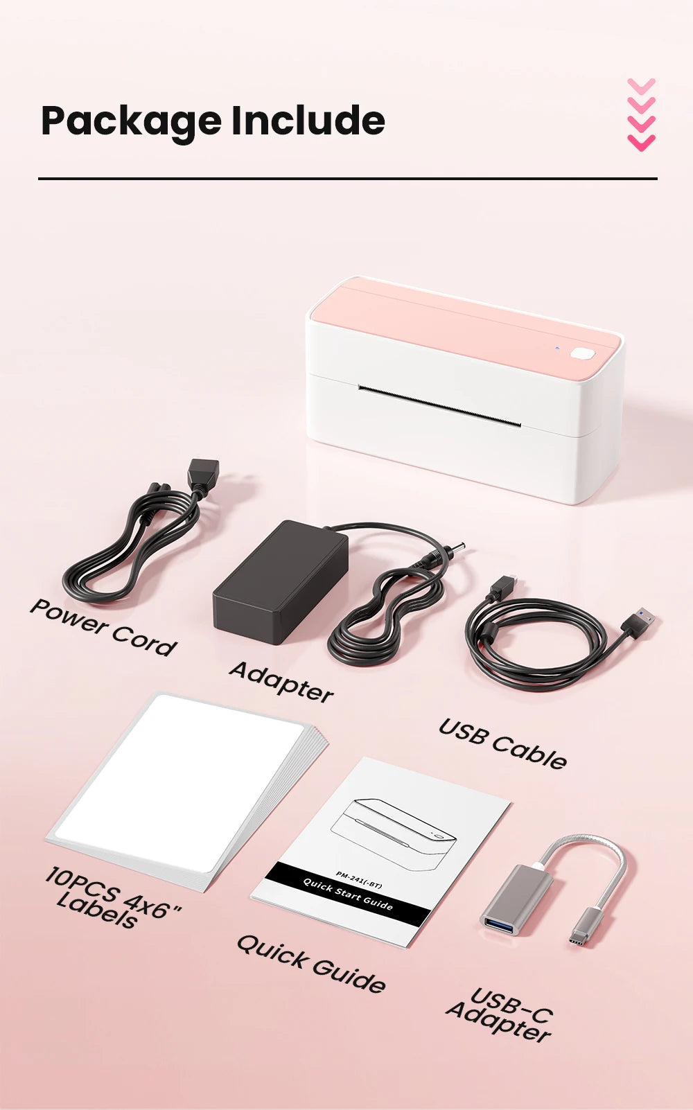 BRAND NEW Original PHOMEMO Wireless Printer 241 Bluetooth Thermal Label Printer Small Shipping Label Printer 4X6 Compatible with iPhone Android Mac Windows Home Office Business