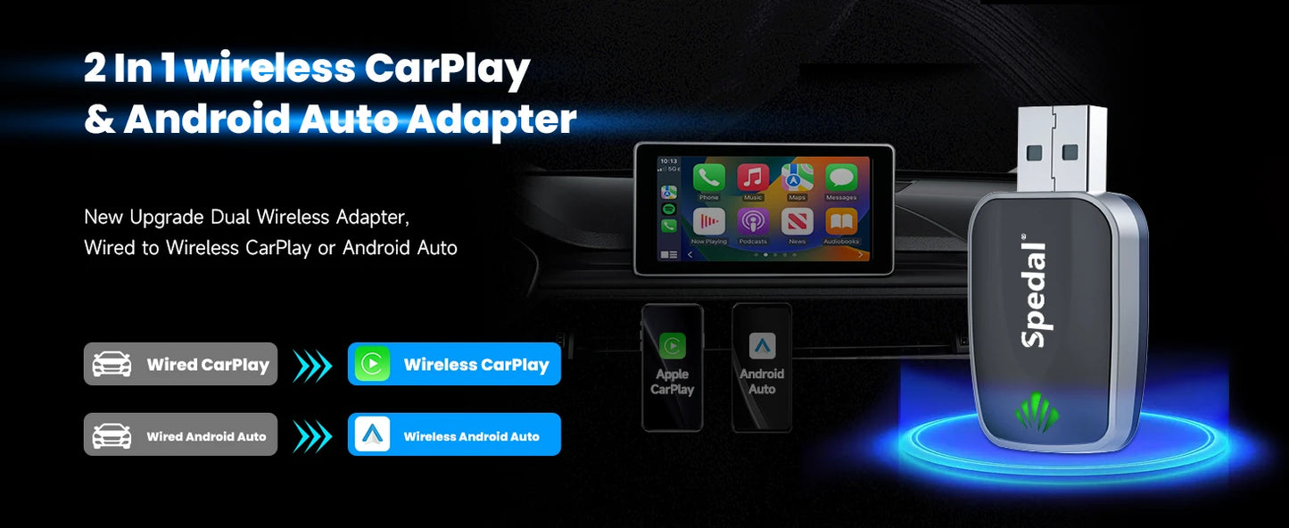 NEW Arrivals 2-in-1 Wired to Wireless CarPlay Adapter & Android Auto Wireless Adapter Plug & Play
