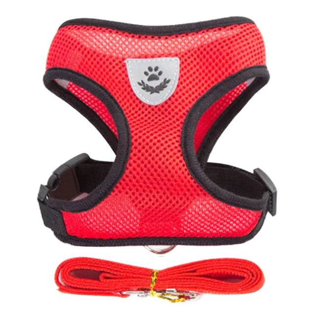 NEW Cat Harness Adjustable Vest Walking Traction Rope Set for Dog Collar Breathable Mesh Harness for Small Medium Cat Dog Pet Lead Reflective Strips Pets Supplies