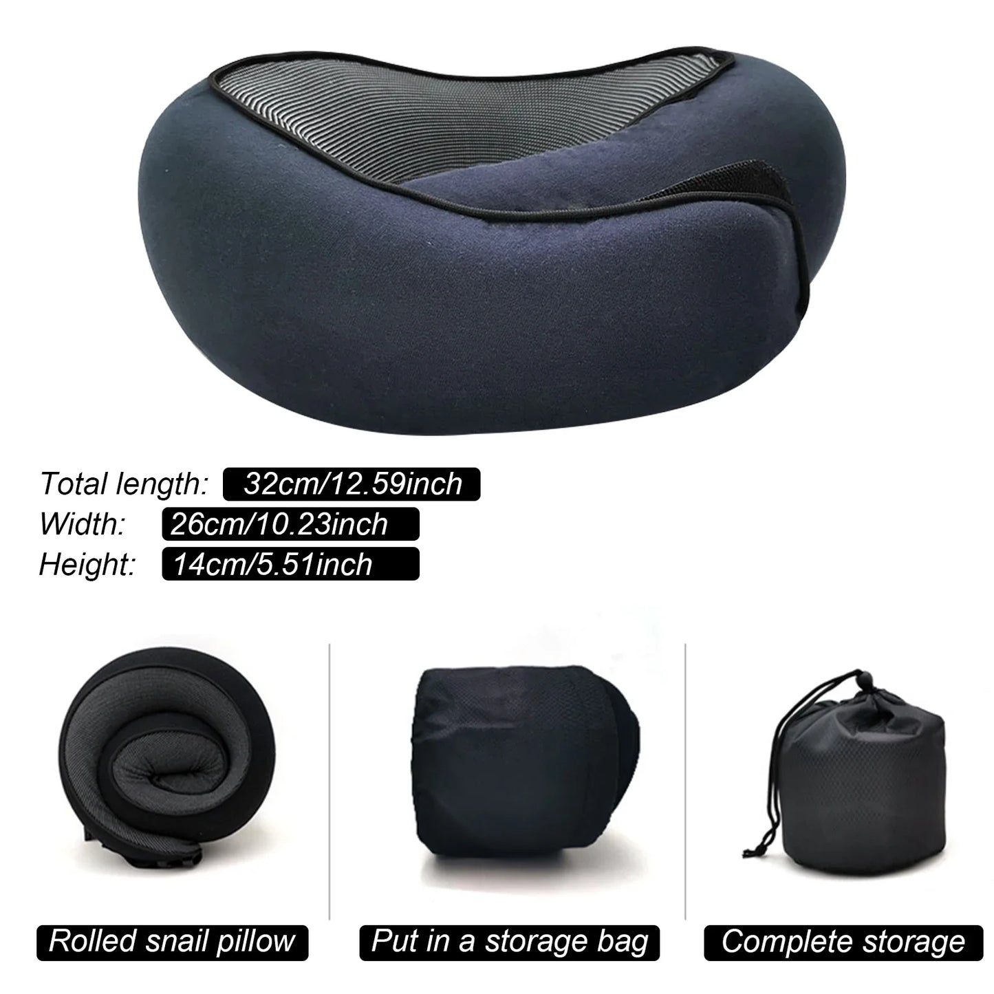 NEW Arrivals 4 Colors U-Shaped Travel Car Airplane Neck Pillow Memory Foam Pillow Snail Style Neck Support Portable Adjustable Soft Noon Break Sleep Pillows Health Care Supplies
