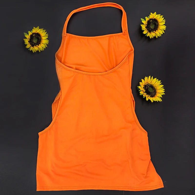 NEW Arrivals 6 Colors Summer Sexy Halter Mini Dress Y2K Women Sleeveless Strap Streetwear Backless Split Black Dress Party Elegant A-LINE New Dresses Evening Party Night Clubwear Mini Dress