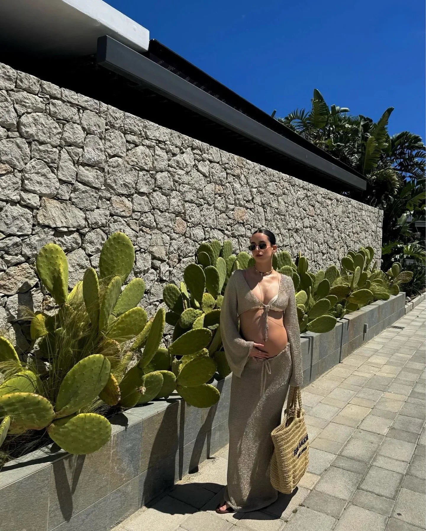 NEW 2PCS Set White/Khaki Solid Color UK Size Sexy Beachwear Swimsuit Cover Up Knit Summer Women's Big Bell Sleeve Lace-Up Top Long Skirt Set K128