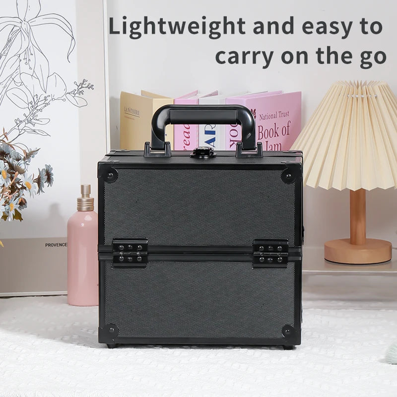 NEW Arrivals Professional Aluminum Alloy Make-Up Train Case Jewelry Box Organizer, Large Capacity, Outdoor Travel Cosmetic Case With Handle Women Cosmetic Accessories