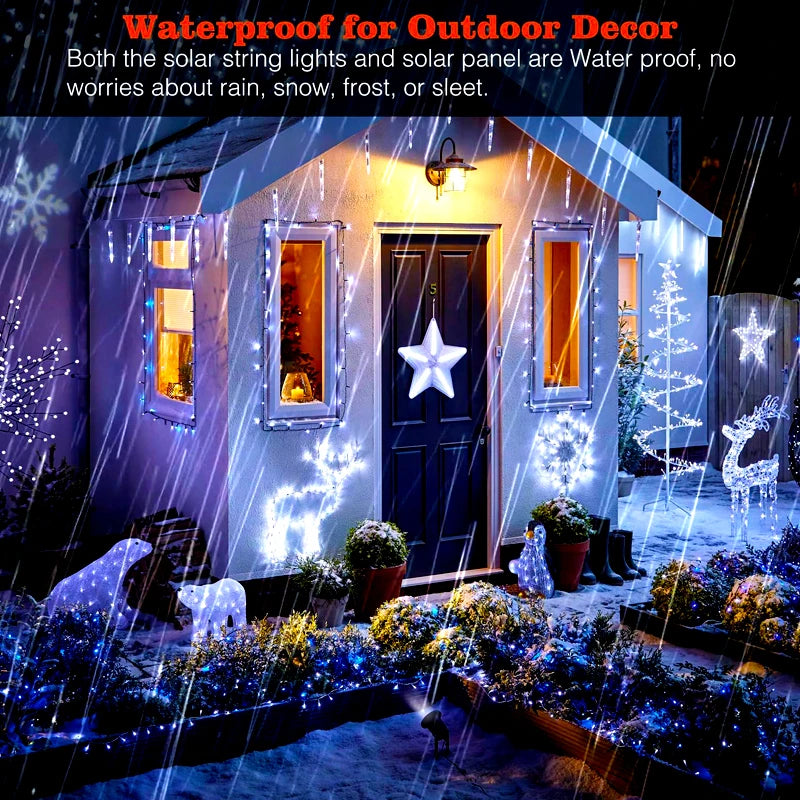 NEW 32M/ 300 LED/ 5PCS Set Outdoor LED Solar Fairy Lights Christmas Decoration Waterproof Solar Garland 8Mode Lights For Xmas Party Patio Balcony Yard Home Lighting Supplies