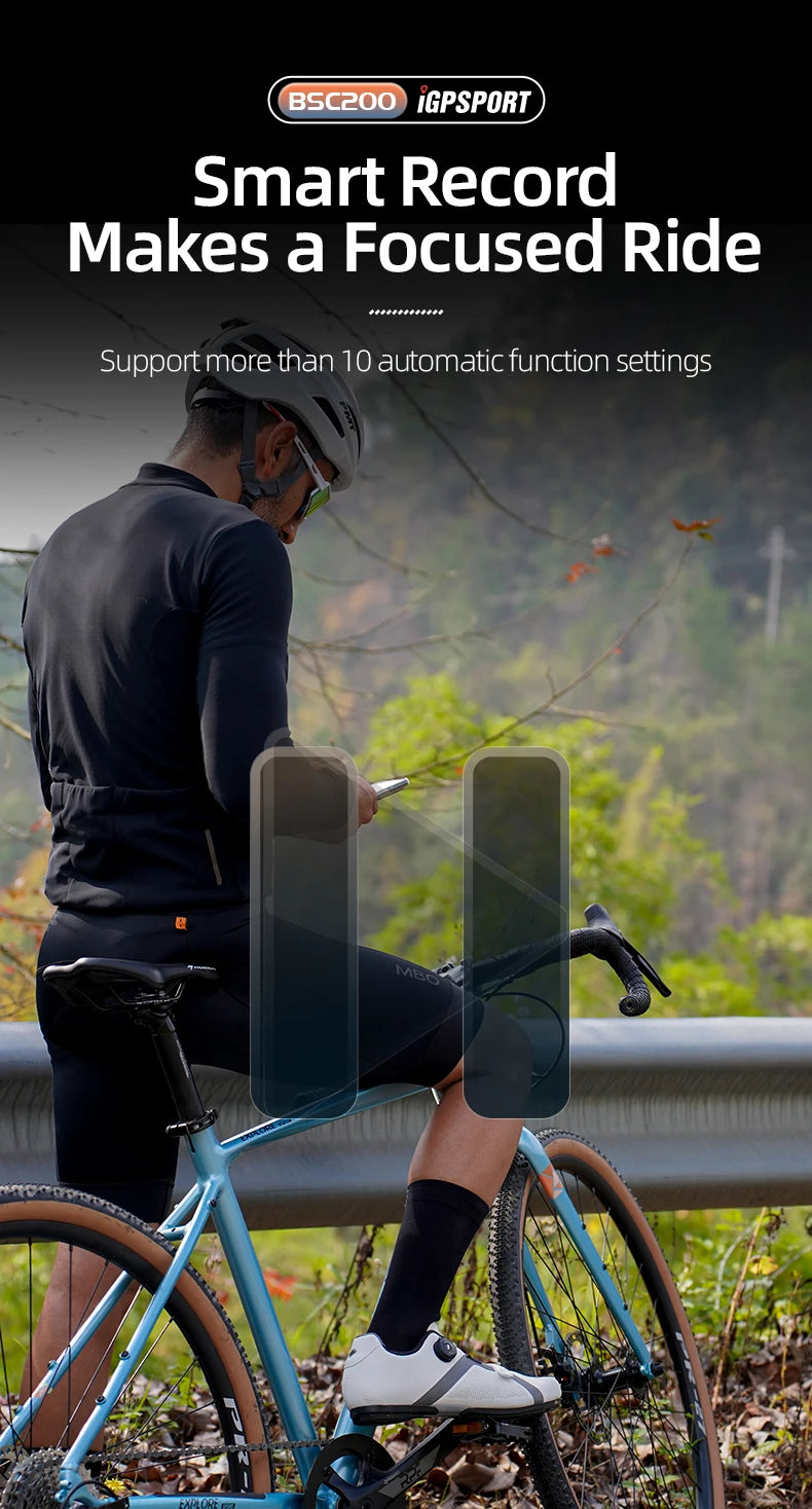 NEW Arrivals BSC200 GPS Bicycle Computer with Holder Set Cycling Odometer Wireless Speedometer Route Navigation ANT + Bluetooth5.0 Bikes Parts Accessories Sports Supplies