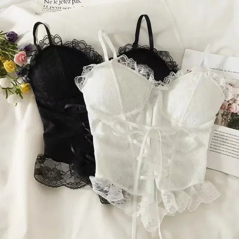 NEW Arrivals Sexy Clothes Blouses Sexy Crop Tops Women Corset Lace Bandage T-Shirt Camisole Woman Sling Tank Top Fashion Sleeveless Waistcoat Ladies Sexy Underwear Clothing