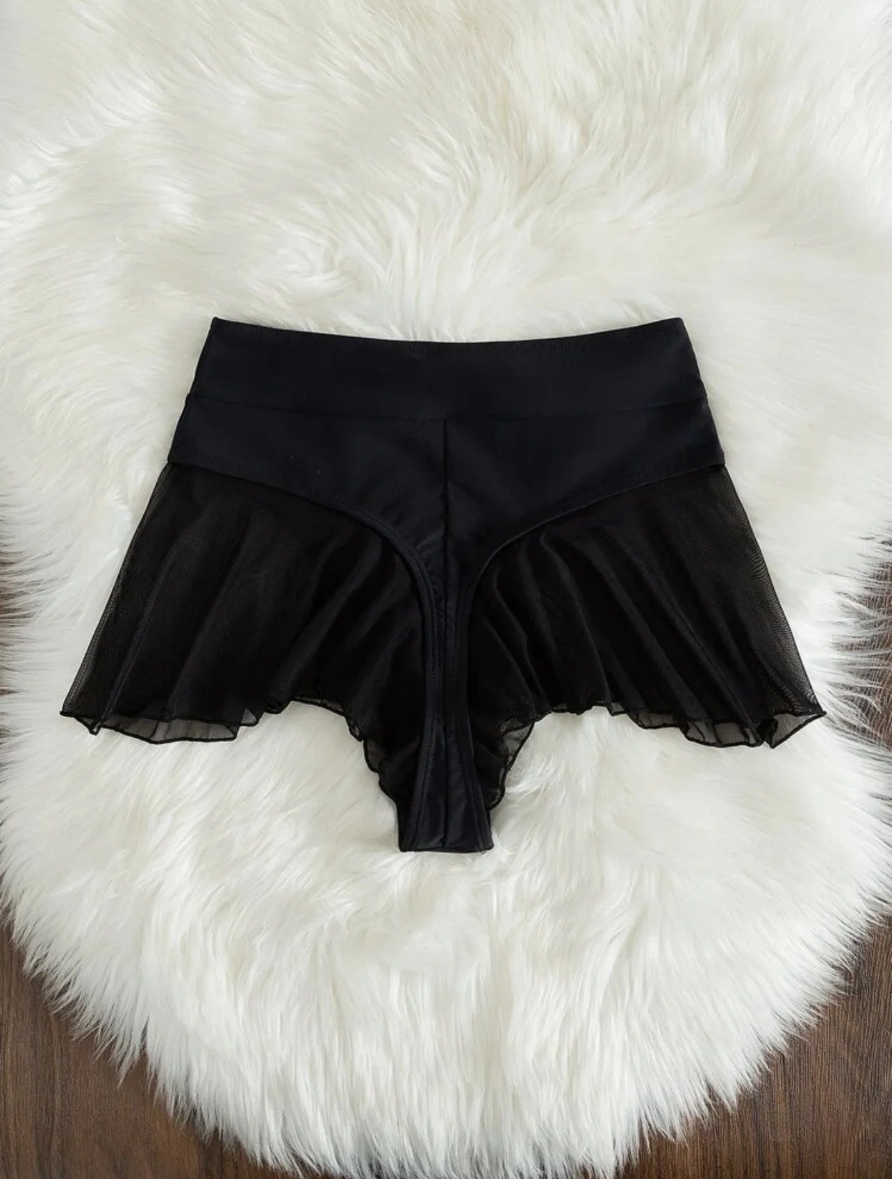 NEW Arrivals White/Black Color Thong Sexy Swim Panty for Women High Waist Beachwear Swimwear Ruffle Solid Swim Trunk Cute Beach Shorts Girls Sexy Bathing Suit