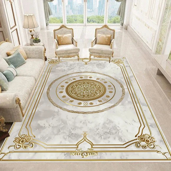 NEW Arrivals 12 Patterns Luxury European Style Carpets Living Room Sofa Side Rugs Home Decoration Soft Golden Carpet Bedroom Cloakroom  Floor Mat