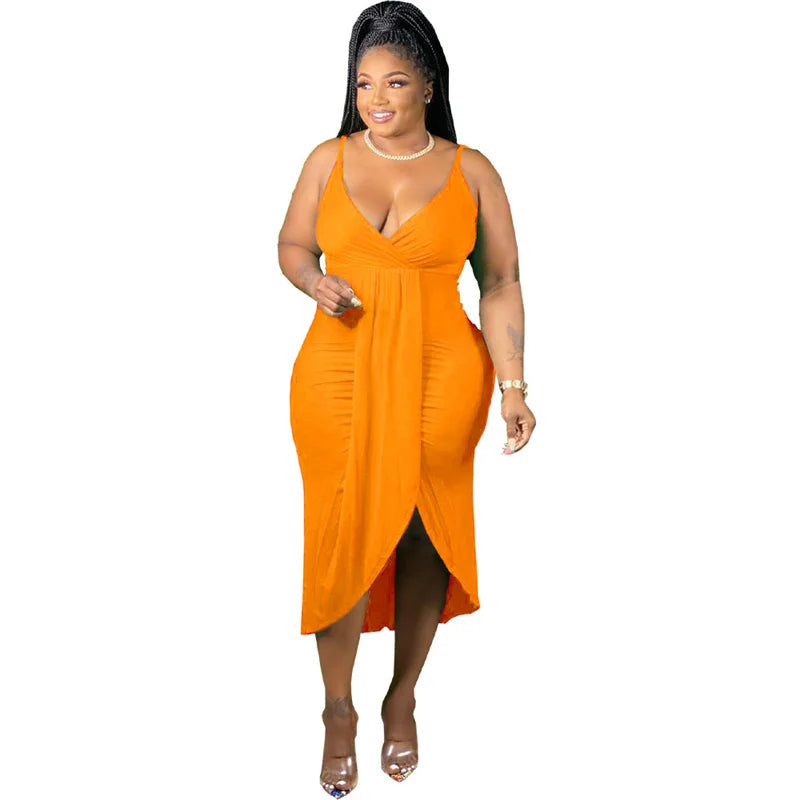 NEW XL-5XL Plus Size Women Dresses Summer Clothing Sexy Bodycon Stretch Sling Solid Maxi Party Dress Sexy Evening Party Summer Dress