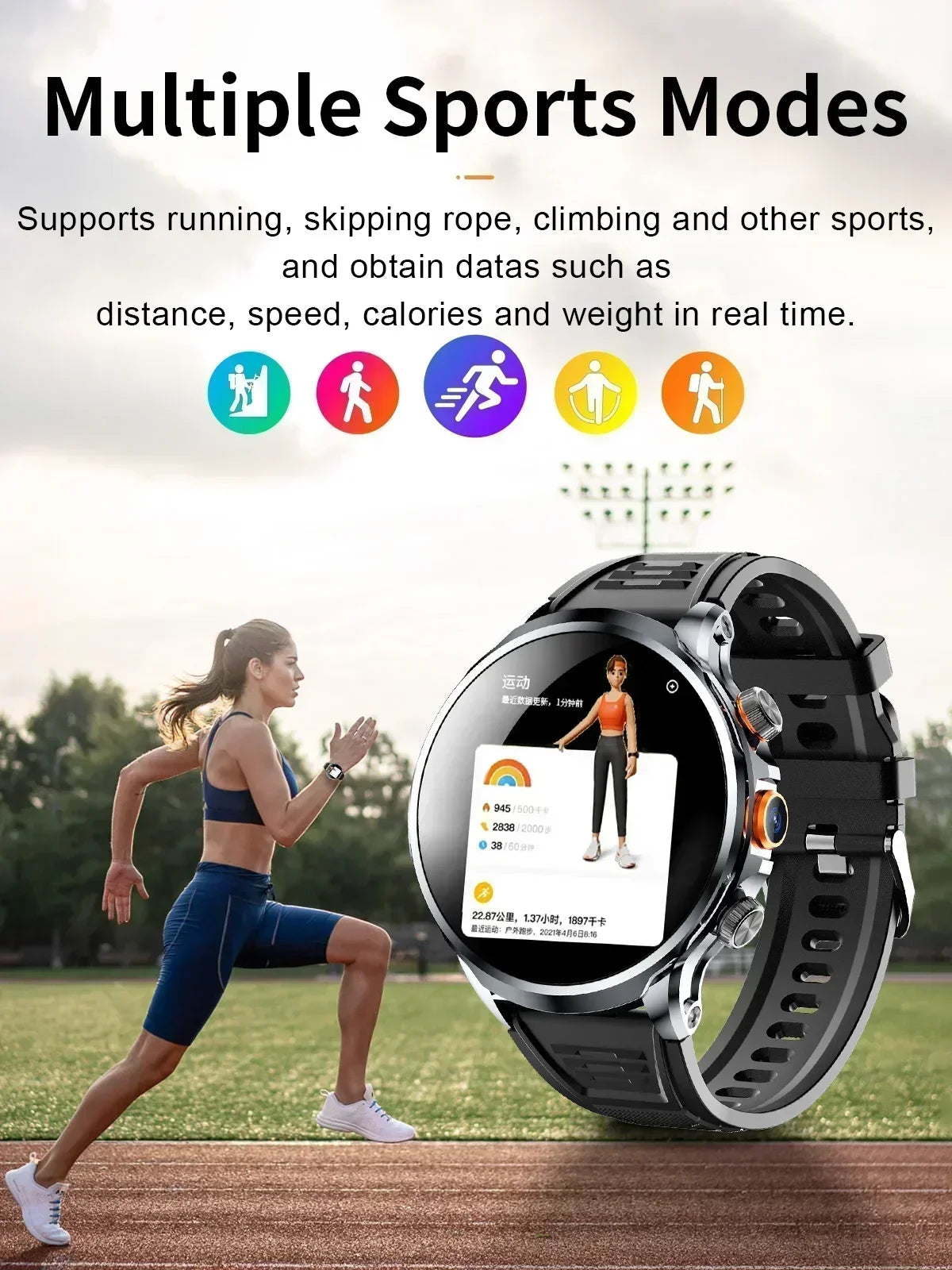 NEW Arrivals GPS Tracker Heart Rate Blood Pressure Multiple Sports Modes and Languages Android Adult Smart Watch 1.95 'AMOLED 8GB+128GB Storage 4G Full Network Google Play WIFI GPS Sim Card