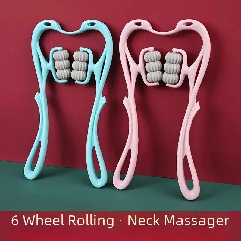 6-Wheel Manual Neck Head Massager Cervical Spine Massage Device Handheld Health Care Equipment Fitness Trend Sports Trend