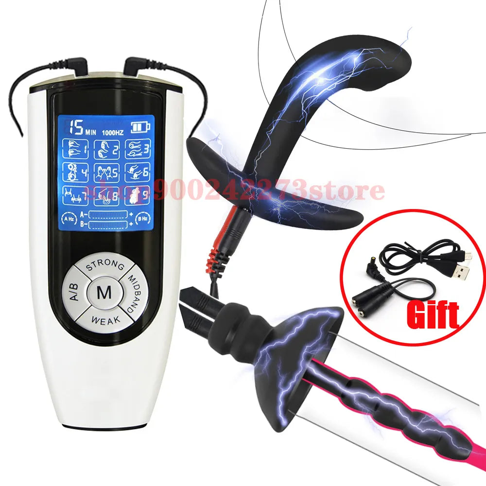 Strong Electric Shock Pulse Anal Butt Plug Electro Stimulation Urethral Sound Catheter Dilator Prostate Massage SM Male Sex Tool