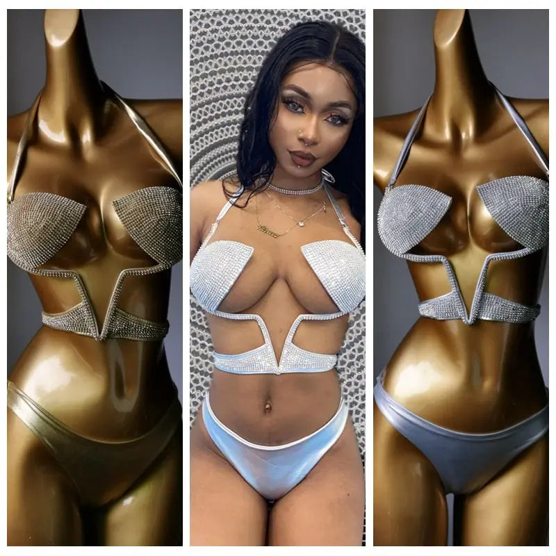 NEW!!!! Luxury Fashion Bikini Swimwear Bar Bikini Suits Crystal Bikini Diamond Swimwear Bikini Crystal Swimsuits Sexy Girl Bikini