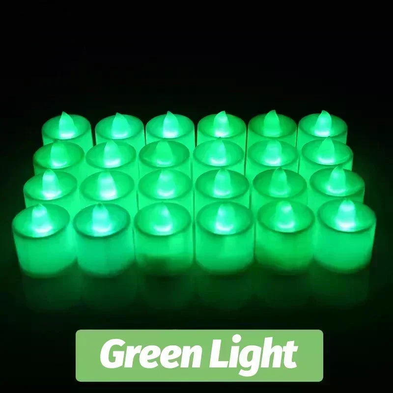NEW Arrivals 24-48PCS Set Heart-Shape Led Candle Battery-Power Tealight Flameless Electronic Candles Christmas Wedding Party Romantic Atmosphere Decoration Table Lamps