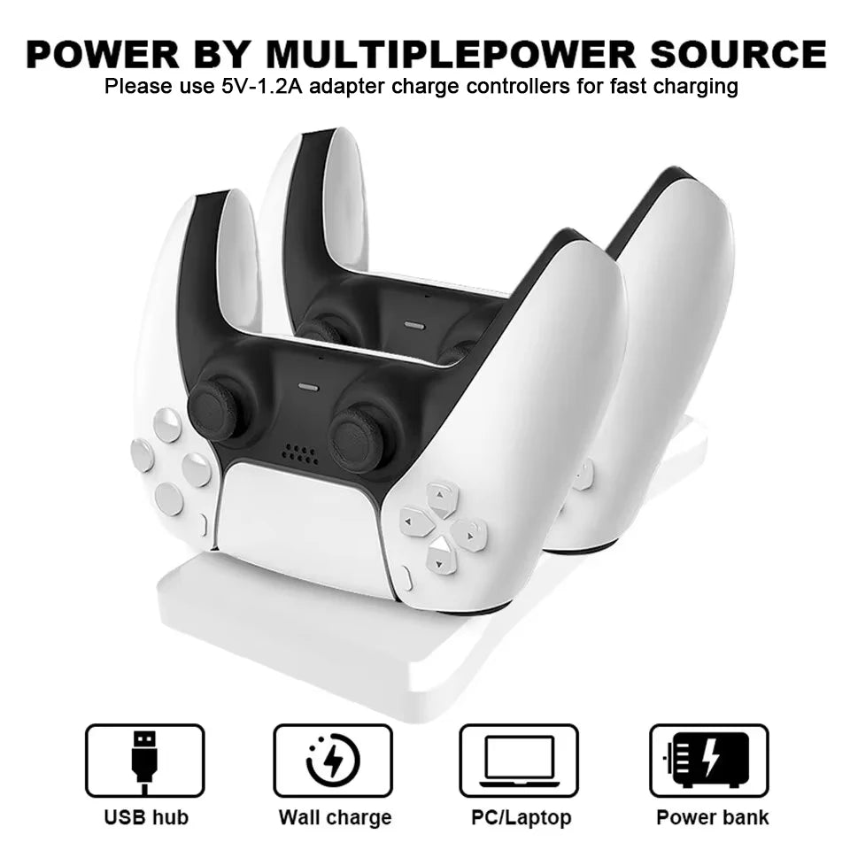 NEW Arrivals Dual Controller Charging Stand for Play Station 5 Controller Charger Dock Station PS5 with Fast Charging AC Adapter 5V 1.2A Video Games Computer Accessories Electronic Supplies