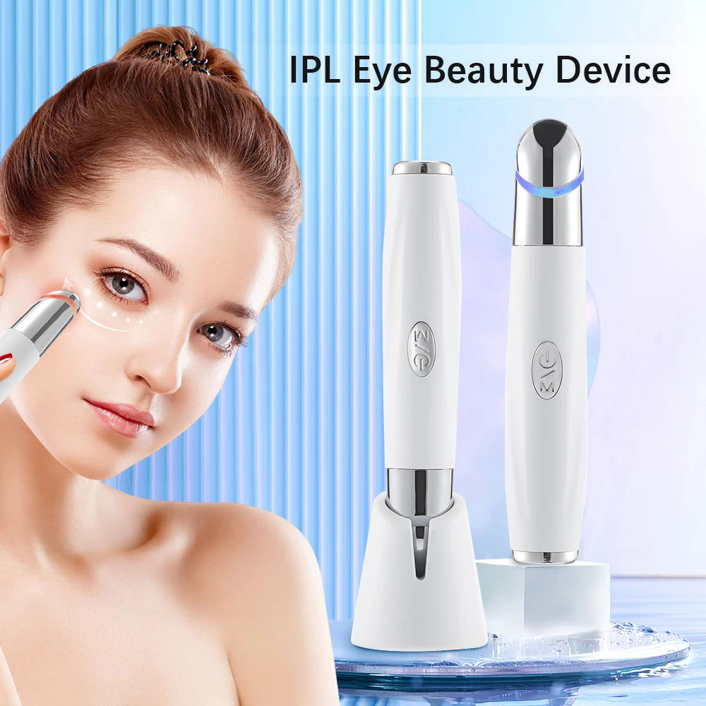 NEW Arrivals Electric Eye Massager IPL Vibration Heated Eye Beauty Device Blue Purple Red Light Eye Care Pen Anti Dark Circle Eye Bags Removal Wrinkle Skin Care Supplies