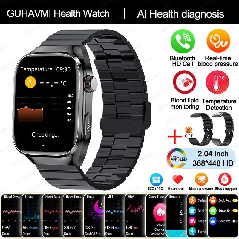 NEW Arrivals 12 Colors/Patterns AI Diagnosis Health Monitoring Blood Pressure Smart Watch Women Men ECG Uric Acid Lipid BT Call Health Smart Watches For HUAWEI Health Care Supplies