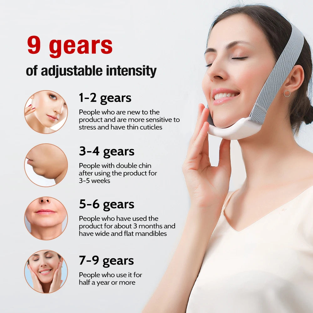 EMS Microcurrent V Face Instrument Double Chin Remover Lifting Vibration Hot Compress Facial Massager Facial Lifting Skin Care