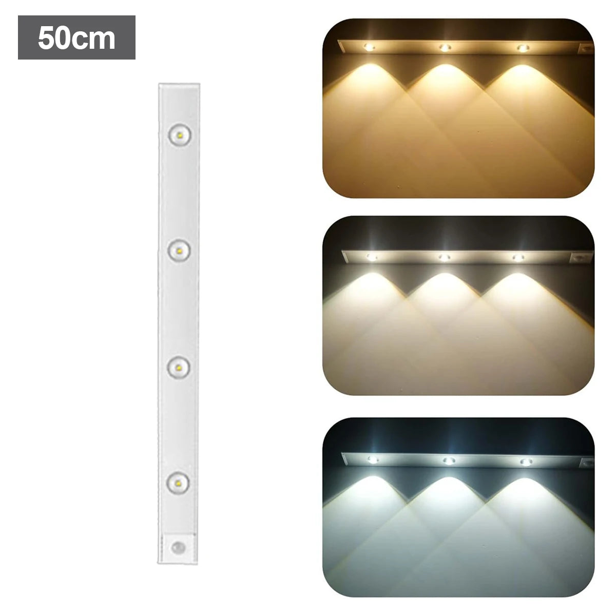 NEW Arrivals Ultra Slim Led Motion Sensor Light Strip Tricolor Lamp USB Rechargeable Lights LED Night With Paste 10cm/20cm/30cm/50cm Cabinet