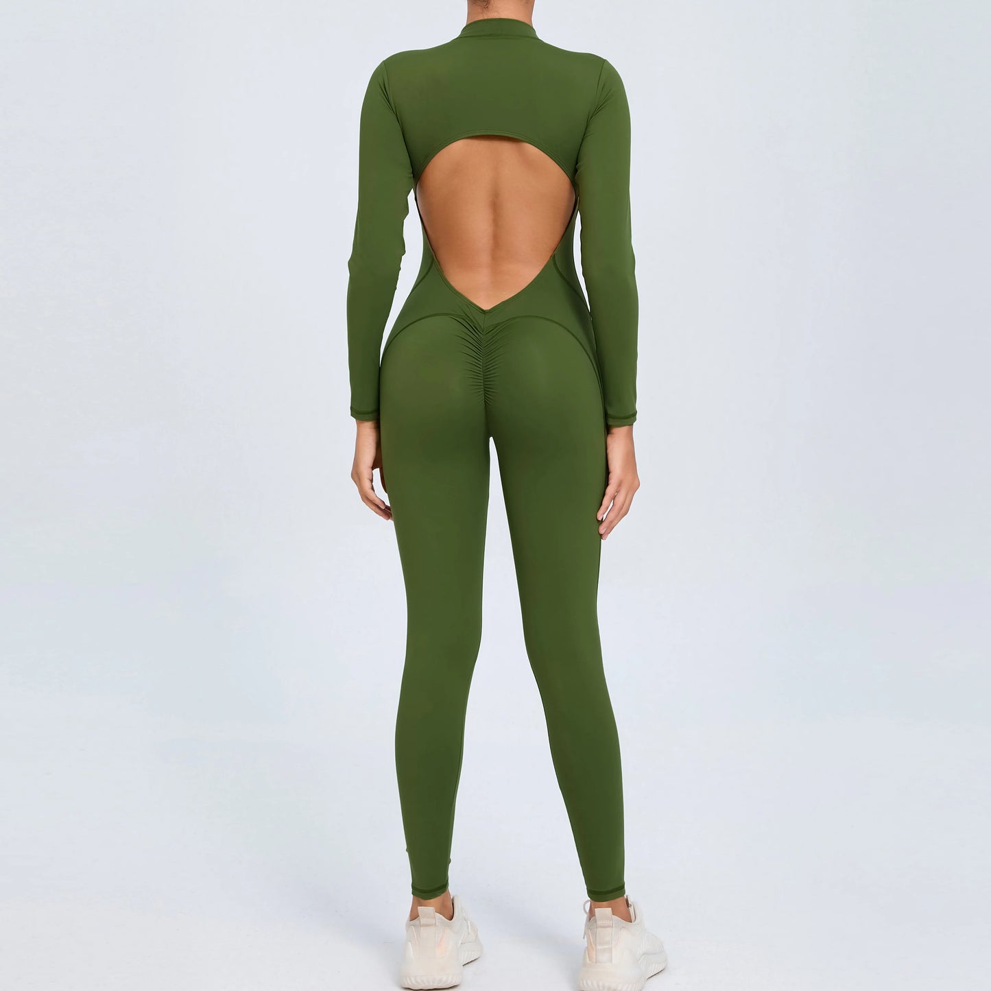 NEW Arrivals 10 Colors Women Sportwear Yoga Jumpsuit Zip Long Sleeve Back Open Outfit Fitness Tracksuit Tight One-piece Gym Overalls Sports Bodysuit