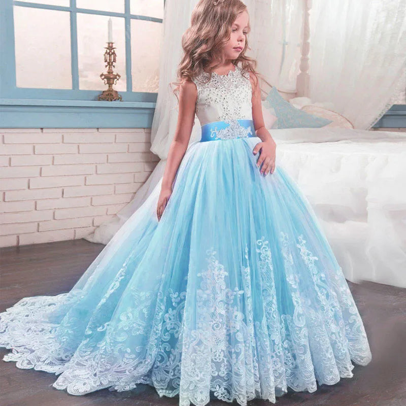 Luxury Summer Wedding Birthday Evening Party Girls Dress Long Bridesmaid Kids Dresses For Girls Children Princess Dress Party Wedding Dress 3/14 Years Old Children Luxury Fashion Apparel Supplies
