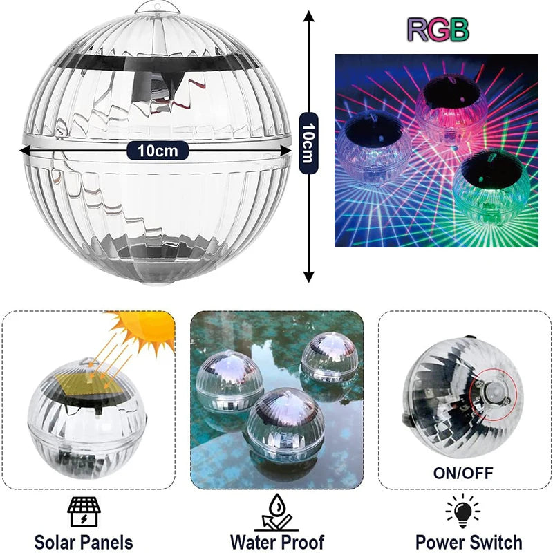 NEW 4PCS Set Led Solar Floating Lamps Swimming Water Pool Ball Solar Panel Powered Pond Drift Waterproof Glow Show Disco Color Changing Lights