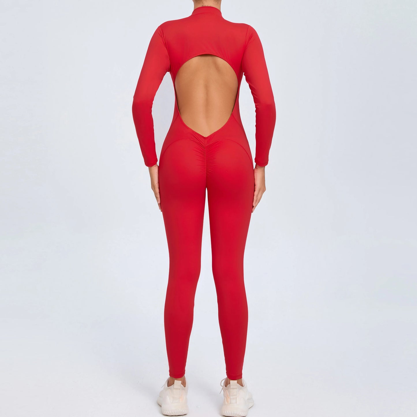 NEW Arrivals 10 Colors Women Sportwear Yoga Jumpsuit Zip Long Sleeve Back Open Outfit Fitness Tracksuit Tight One-piece Gym Overalls Sports Bodysuit