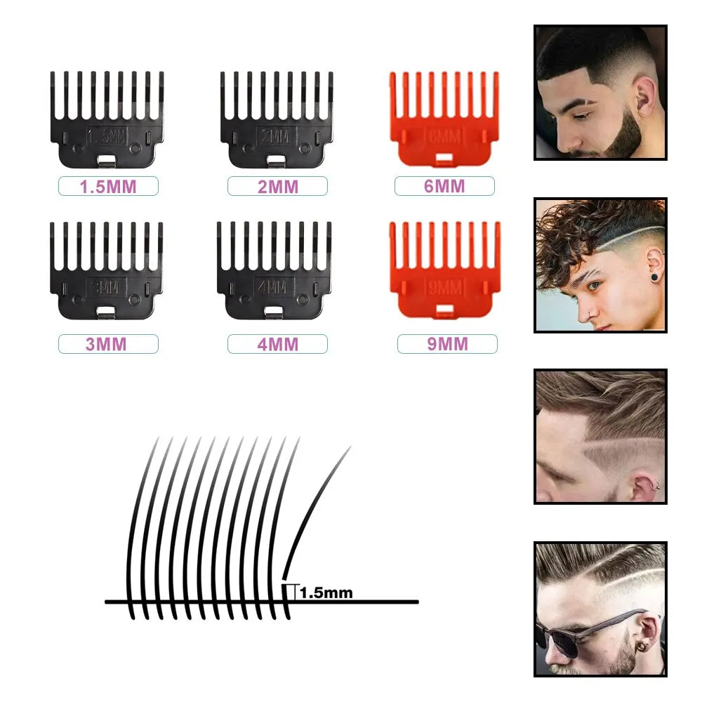 Vintage T9 Professional Hair Cutting Machine Hair Clippers Electric Hair Timmer Rechargeable Shaver Beard Trimmer for Men 6Combs