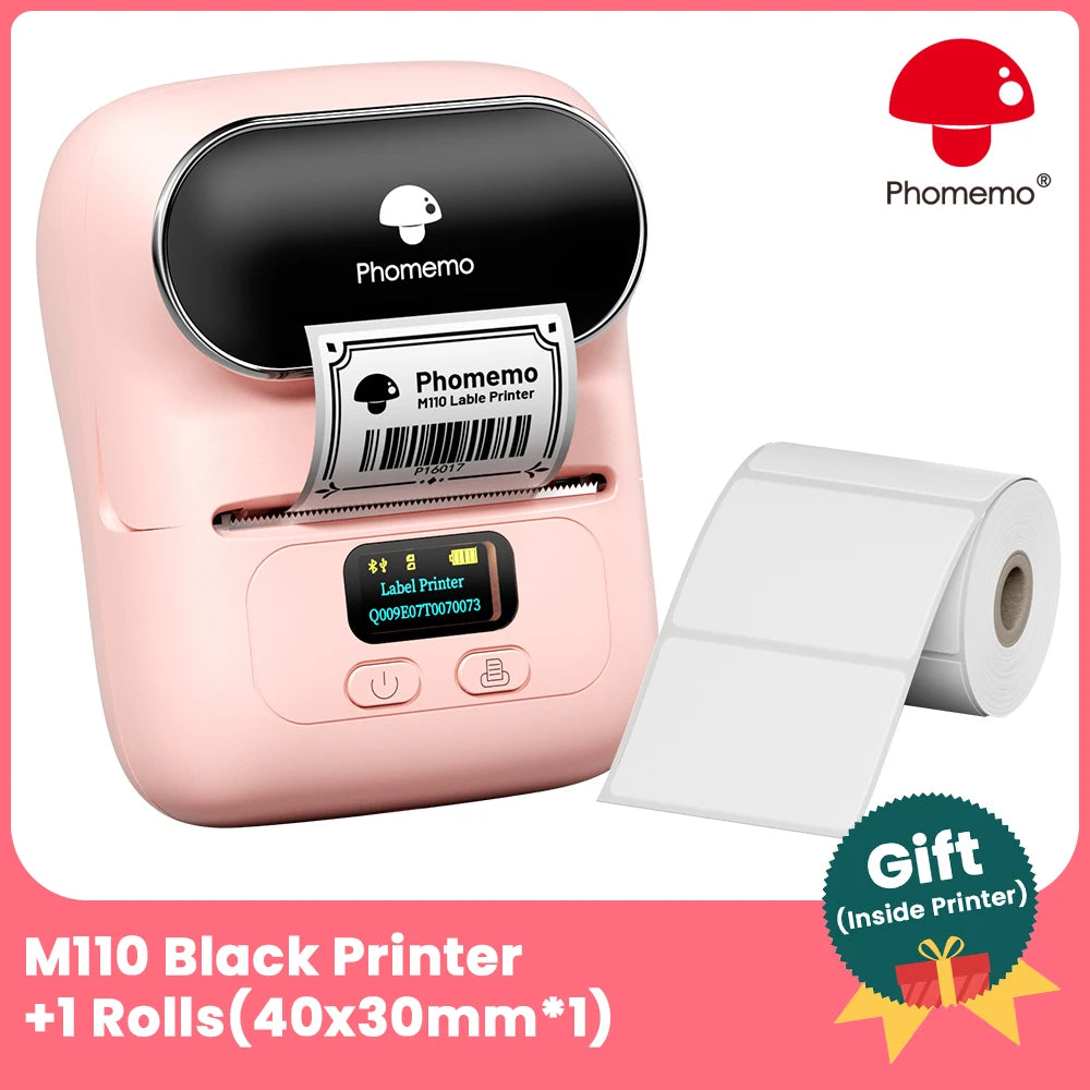 BRAND NEW Original PHOMEMO M110 Label Printer Mini Printer Thermal Label Maker Portable Labeling Machine for Business Barcode Cable School Home Office Business Thermal Printer Set