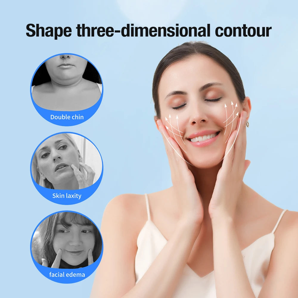 EMS Microcurrent V Face Instrument Double Chin Remover Lifting Vibration Hot Compress Facial Massager Facial Lifting Skin Care