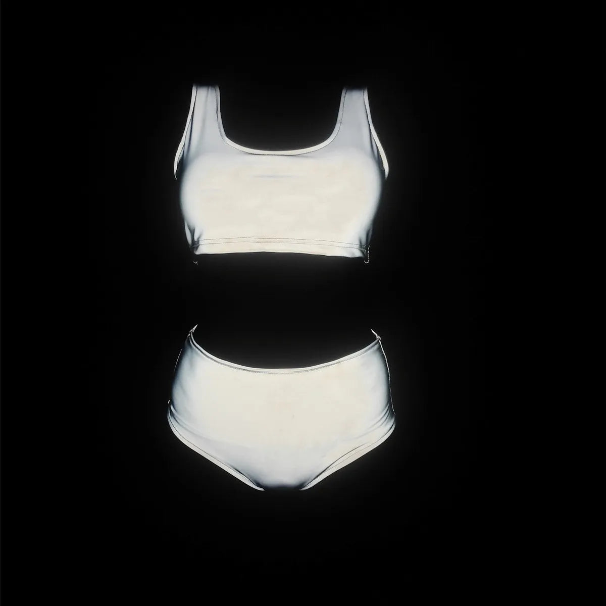NEW Arrivals PCS Set S-2XL Harajuku Japanese Colorful Reflective Bikinis Women Summer Tech Wear Reflect Light Shorts & Bra Harajuku Swimwear Sexy Tankini Beach Outfits Clothing