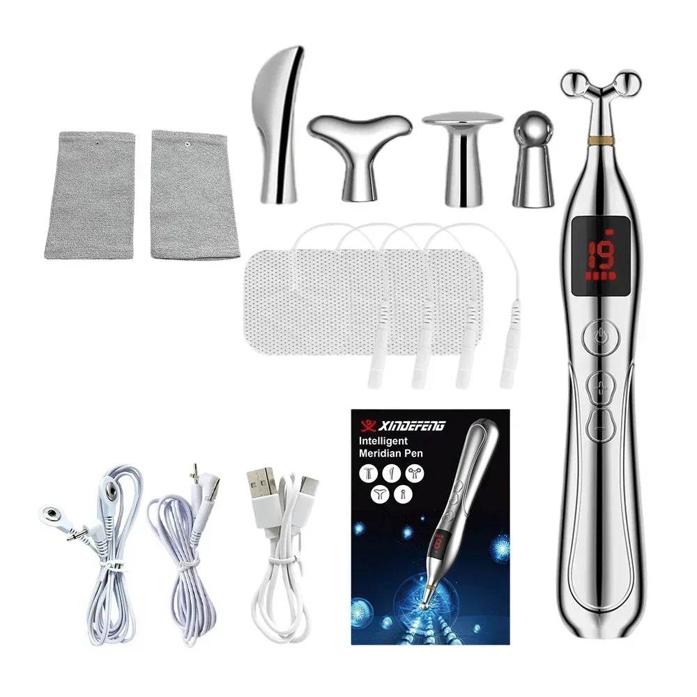 NEW Arrivals Electric Meridian Acupuncture Pen Set Electronic Laser Pointer Physiotherapy Acupressure Relax Tens EMS Pulse Vibrators Relaxing Massage Pens Health Care Supplies