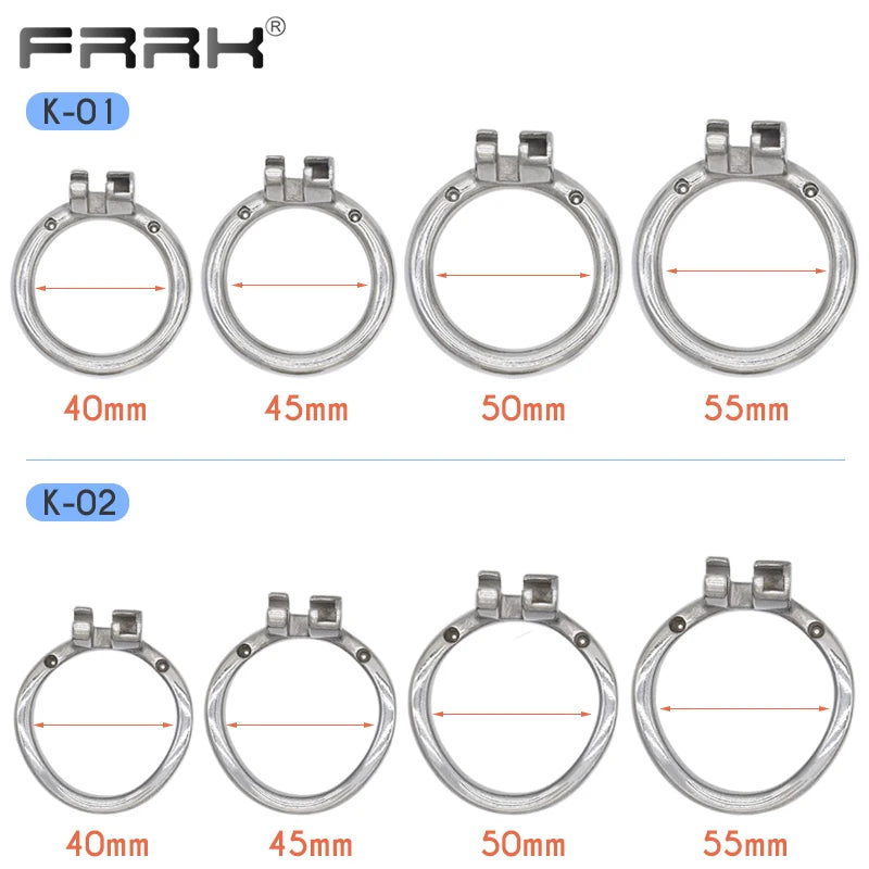 Adult FRRK Metal Cock Cage Stainless Steel Male Chastity Device Penis Ring BDSM Bondage Adult Sex Toys For Erect Denial Games