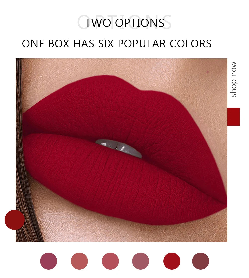 NEW Arrivals 6PCS Set Non Stick Cup Liquid Lipstick , Long-Lasting Lip Gloss Gift Box – Matte Finish Lip Gloss, Resistant to Fading Women Cosmetic Supplies