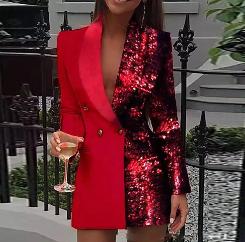 New Arrivals S-2XL 4 Colors Italian Fashion Sexy Long Sleeve Turn-Down Collar Splicing Button Slim Fit Dress For Women Ladies Luxury Fashion Clothing Supplies