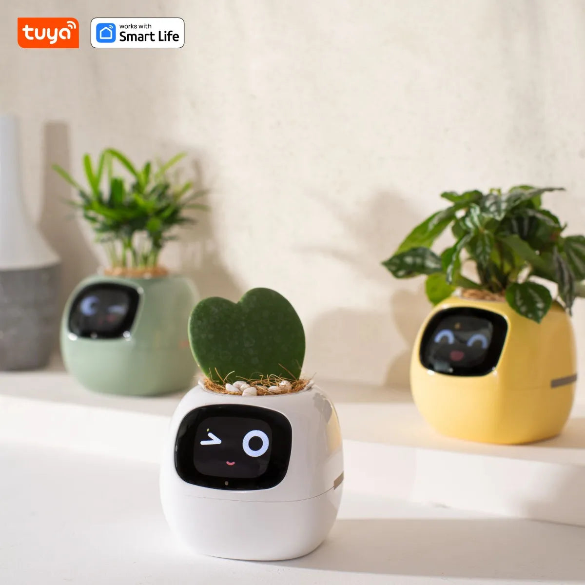 TUYA APP Ivy Smart Planter ,Endless Fun Over 49 Rich Expressions,7 Smart Sensors , AI Chips Make Raising Plants Easy and Fun Home Gardening Supplies